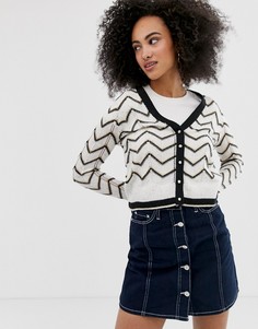 Белый кардиган с шевронными полосками River Island - Белый