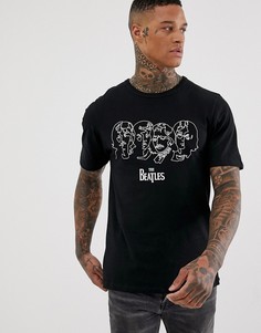 Черная футболка с вышивкой The Beatles Pull&Bear - Черный