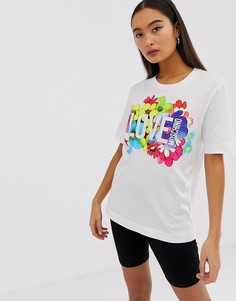 Футболка с цветочным принтом Love Moschino - Белый