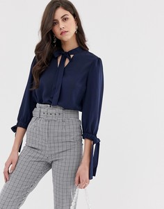 Блузка с завязками на рукавах Vila - Темно-синий