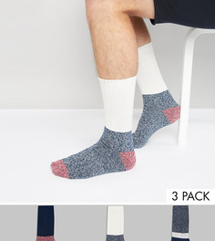 3 толстые пары носков в рубчик ASOS - Синий