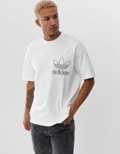 Белая футболка с вышивкой и логотипом adidas Originals - Белый