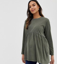 Свободный выбеленный лонгслив ASOS DESIGN Maternity - Зеленый