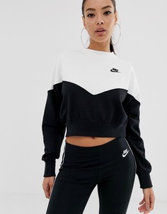 Черно-белый свитшот в стиле колор блок Nike - Черный