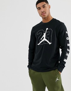 Черный лонгслив с принтом на рукаве Nike Jordan - Черный