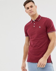 Бордовое приталенное поло из эластичного пике с логотипом Abercrombie & Fitch - Красный