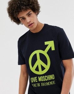 Футболка с принтом Love Moschino - Темно-синий