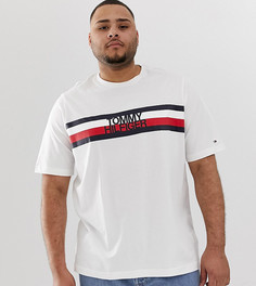 Белая футболка с полосками и логотипом на груди Tommy Hilfiger Big & Tall - Белый