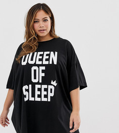 Свободная футболка с принтом ASOS DESIGN Curve sleep queen - Мульти