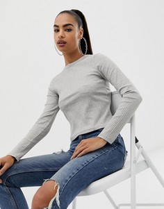 Серый приталенный лонгслив ASOS DESIGN - Черный