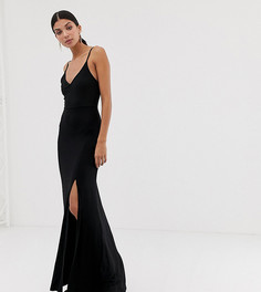 Платье макси с разрезом ASOS DESIGN Tall - Черный