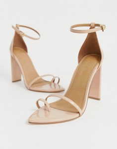 Босоножки на блочном каблуке ASOS DESIGN Harper barely there - Бежевый