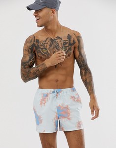 Короткие темно-синие шорты для плавания с принтом тай-дай ASOS DESIGN - Темно-синий