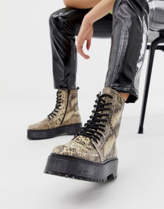 Кожаные массивные ботинки со змеиным принтом на шнуровке Bronx - Мульти