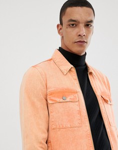 Оранжевая джинсовая куртка на молнии ASOS DESIGN - Оранжевый