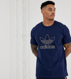 Темно-синяя футболка с логотипом-трилистником adidas Originals - Темно-синий