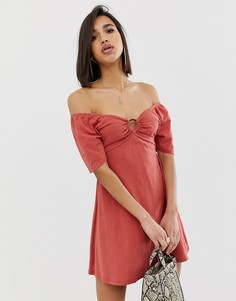 Свободное платье мини с кольцом с черепаховой отделкой ASOS DESIGN - Красный