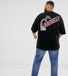 Oversize-футболка с принтом Cinderella на груди и сзади ASOS DESIGN Plus - Черный