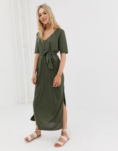 Мягкое платье макси с ремнем ASOS DESIGN - Зеленый
