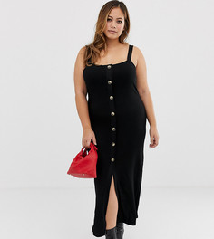 Платье макси в рубчик ASOS DESIGN Curve - Черный