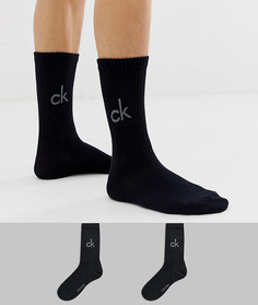 Набор из 2 пар черных носков с логотипом Calvin Klein - Черный