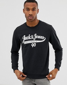 Свитшот с круглым вырезом и логотипом Jack & Jones originals - Черный