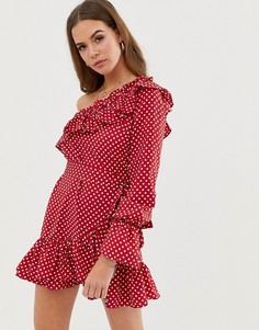 Платье в горошек на одно плечо In The Style Binky - Мульти