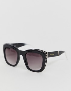 Черные большие солнцезащитные очки со стразами River Island - Черный