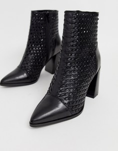 Черные плетеные ботильоны с острым носом River Island - Черный