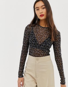 Сетчатый топ с цветочным узором New Look - Мульти