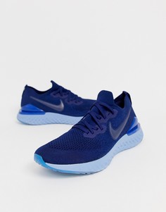 Темно-синие кроссовки Nike Running Epic React 2 Flyknit - Темно-синий