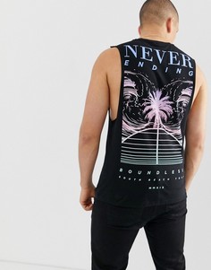 Майка без рукавов из органического хлопка с принтом на спине ASOS DESIGN - Черный