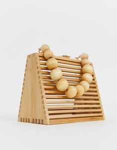 Треугольная сумка из бамбука со съемным ремешком через плечо с бусинами ASOS DESIGN - Коричневый