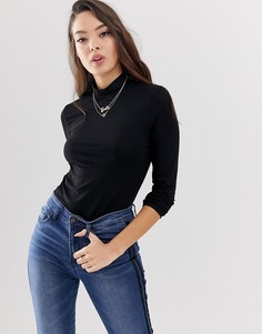 Черный лонгслив с высоким воротом ASOS DESIGN - Черный