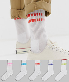 5 пар спортивных носков в стиле ретро ASOS DESIGN - Белый