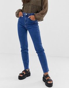 Темно-синие облегающие эластичные джинсы в винтажном стиле Pull&Bear - Синий