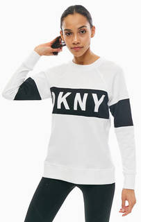 Белый свитшот с логотипом бренда Dkny