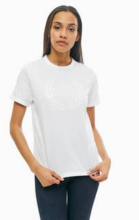 Белая хлопковая футболка с принтом Fred Perry