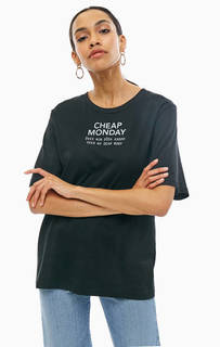 Черная хлопковая футболка оверсайз Cheap Monday
