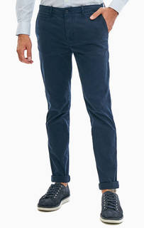 Хлопковые брюки чиносы синего цвета United Colors of Benetton