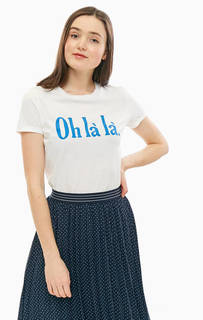 Белая хлопковая футболка с принтом Tom Tailor Denim