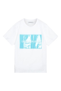 Белая с голубым футболка Calvin Klein Jeans