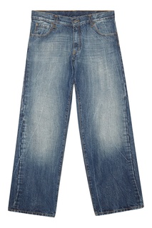 Синие джинсы с эффектом поношенности Moncler
