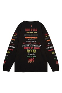 Черный лонгслив с разноцветными логотипами Marcelo Burlon County Of Milan