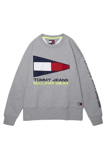 Серый свитшот с винтажными логотипами Tommy Jeans