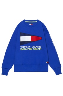 Синий свитшот с винтажными логотипами Tommy Jeans