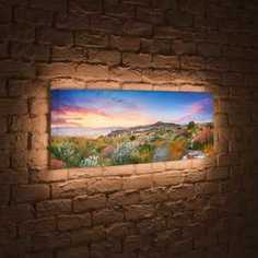 FotonioBox Лайтбокс панорамный Цветы на закате 45x135-p002