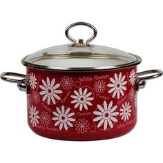 Кастрюля эмалированная 2.0 л Vitross Белые цветы (8SD165S вишневый)