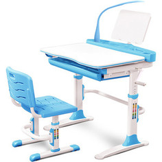 Комплект мебели (столик + стульчик + лампа) Mealux EVO-19 BL столешница белая/пластик голубой