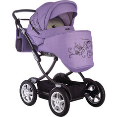 Коляска 2 в 1 Geoby фиолетовая с черным рисунком C3018 Lux RZSS
